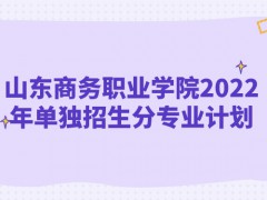 山东商务职业学院2022年单独招生分专业计划